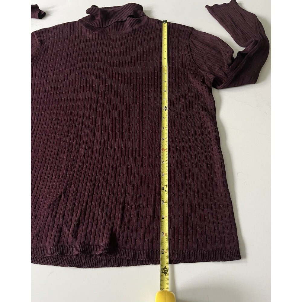 Vtg Brooks Brothers Sweater Women’s Large Turtleneck 100% Silk Burgundy Ribbed - Picture 6 of 6